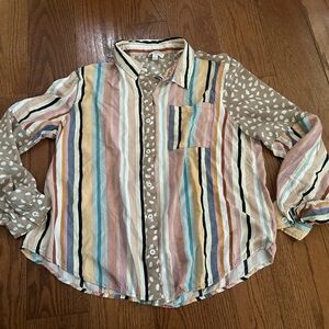 Umgee Multicolor Striped and Polka Dot Shirt